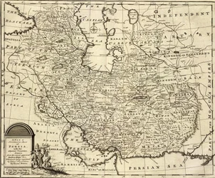 Un nuevo y preciso mapa de Persia, con los países adyacentes